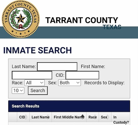 tarrant county inmate search